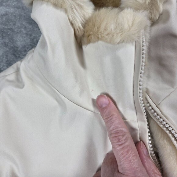 Kristen Blake Vest Small Cream Faux Fur Reversible Zip Up Boho Old Money - Picture 8 of 11